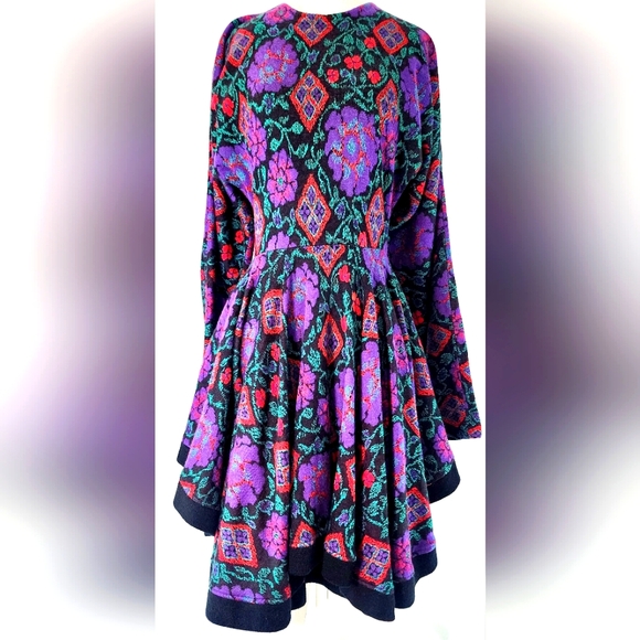 Jan Barboglio Dresses & Skirts - Vintage Barboglio Cristina-jan long sleeve floral tapestry ruffle dress